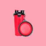 Portable Pet Water & Food Bottle with Foldable Bowl – Travel Feeder for Dogs & Cats
