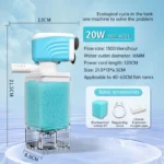 Multifunction Aquarium Sponge Filter & Water Pump – Silent Oxygenation Wave Maker - WP-803F-20W