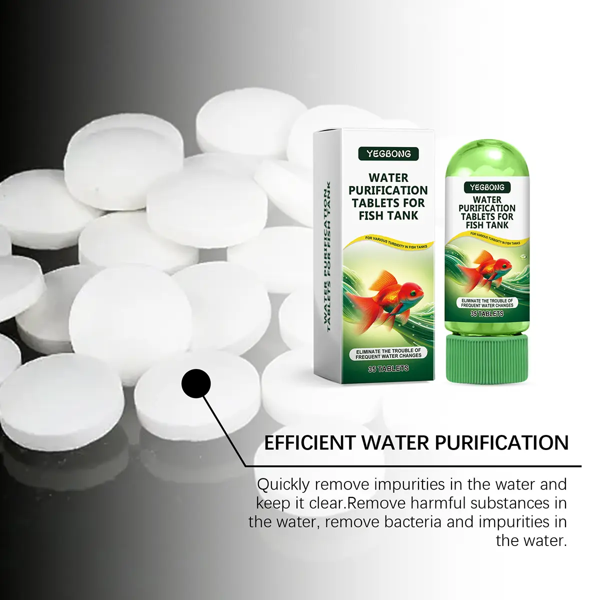 Yegbong Aquarium Water Purification Tablets – Clear Water, Algae Control & Odor Removal (35 Tablets)