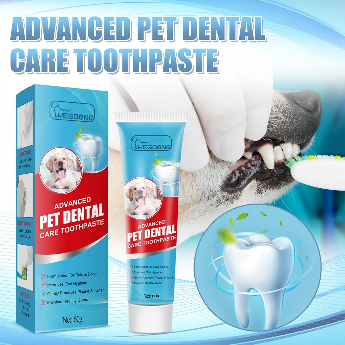 YegBong - Edible Pet Toothpaste for Dogs & Cats – Fresh Breath & Tartar Control Dental Care (60g)