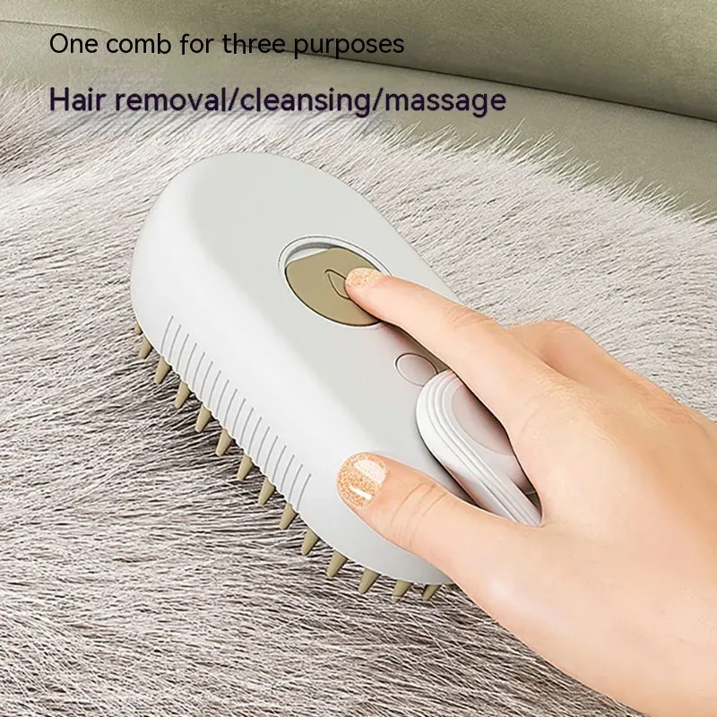 3-in-1 Electric Steam Pet Grooming Brush. USB Electric Comb