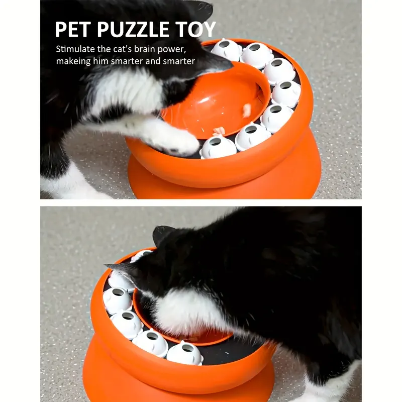 Interactive Puzzle For Cats Raised Educational Toy Slow Pet Feeder Dry Food Dispenser And Snacks - Image 3
