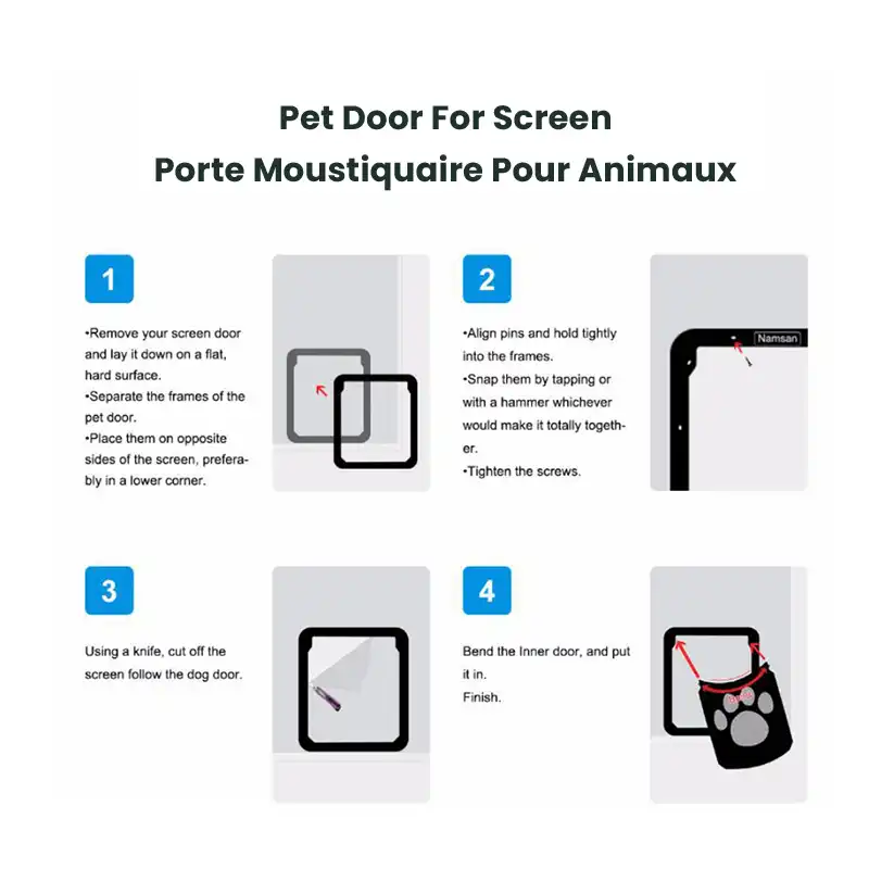 4-Way Lockable Pet Door for Large Dogs and Cats – Screen & Window Mount with Secure Access Flap