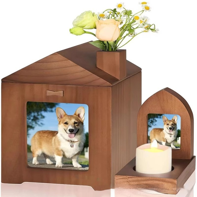 Pet Urn Solid Wood Memorial Wooden Box Animal Cremation Funeral Products - Image 2