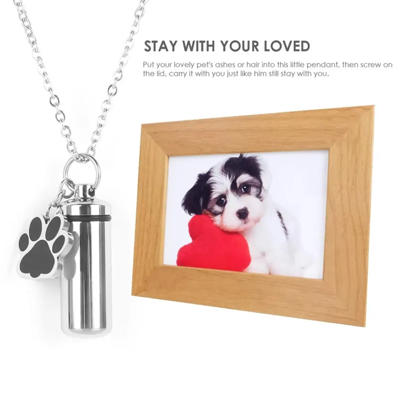 Titanium Steel Cylindrical Urn Pendant Memorial Pet Ashes Necklace Open Perfume Bottle Necklace - Image 6