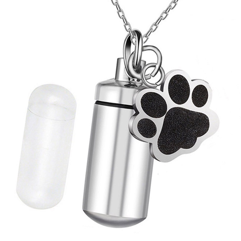 Titanium Steel Cylindrical Urn Pendant Memorial Pet Ashes Necklace Open Perfume Bottle Necklace - Image 10