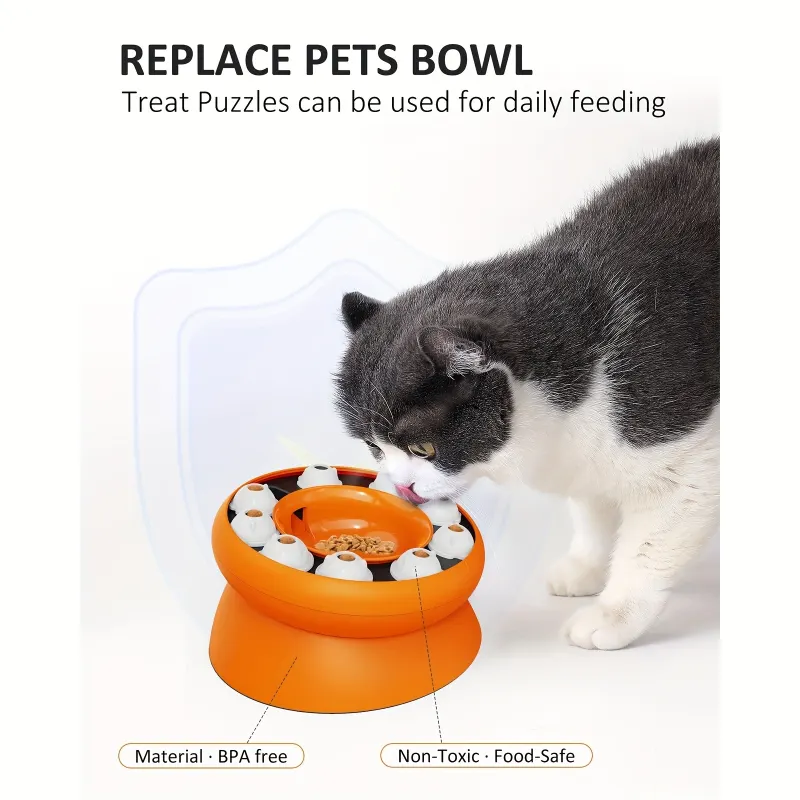 Interactive Puzzle For Cats Raised Educational Toy Slow Pet Feeder Dry Food Dispenser And Snacks - Image 5