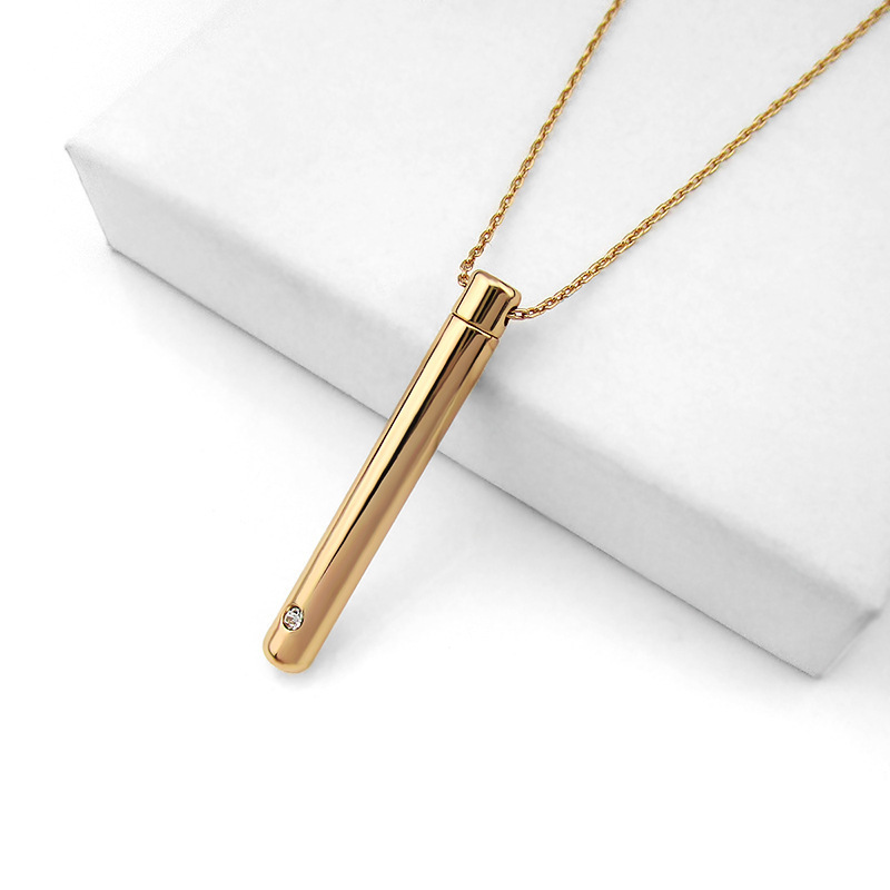 Cylindrical Urn Necklace Memorial Relatives Pet Essential Oil Pendant - Image 3