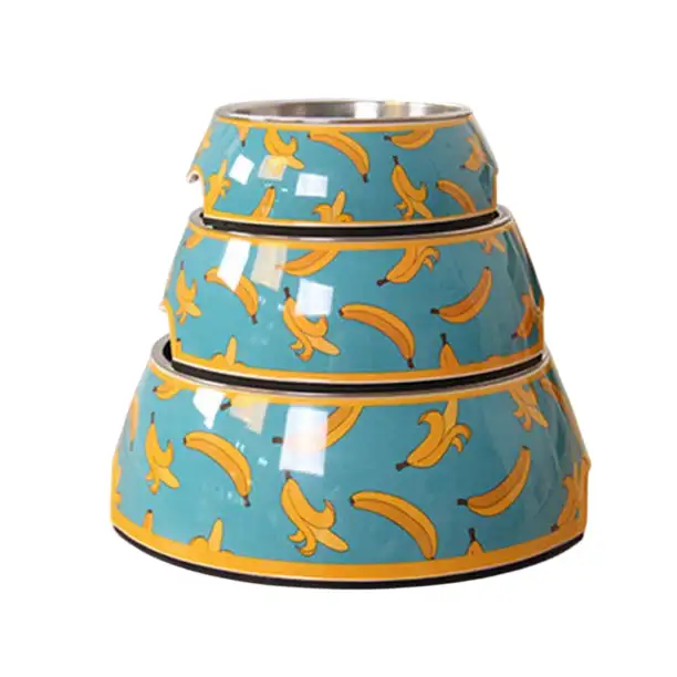 Dog Bowl Cat Food Bowl Stainless Steel - blue banana