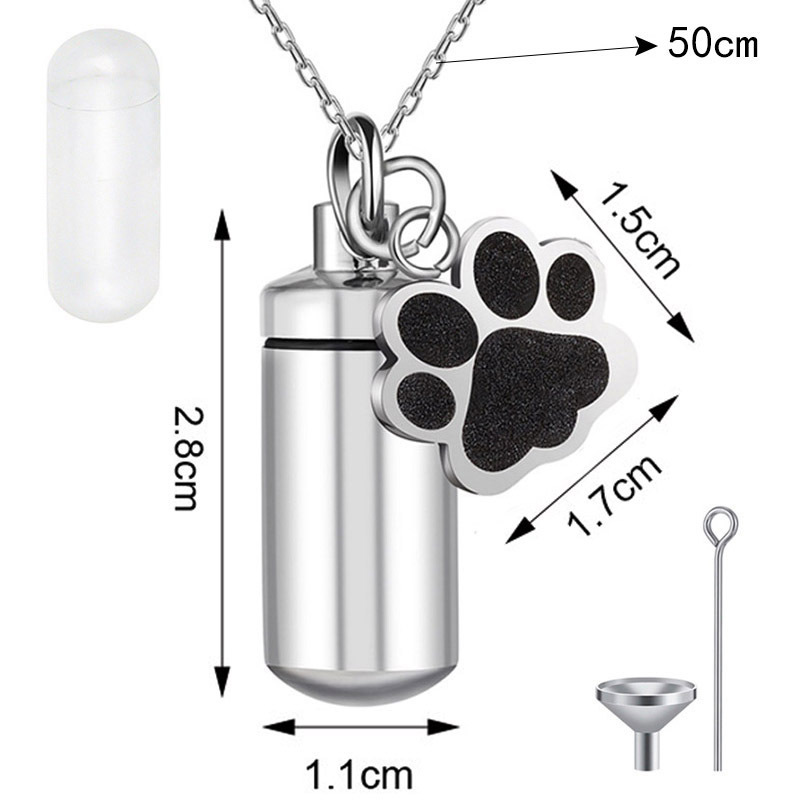 Titanium Steel Cylindrical Urn Pendant Memorial Pet Ashes Necklace Open Perfume Bottle Necklace - Image 5