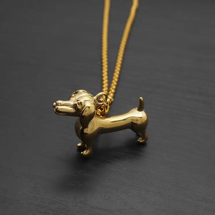 Pet Dog Dachshund Pendant Men’s Titanium Steel Necklace