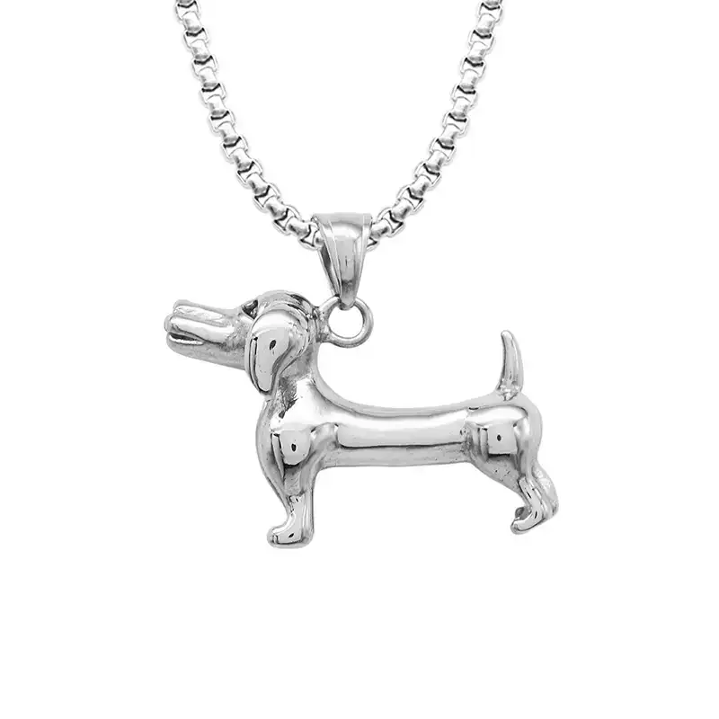 Pet Dog Dachshund Pendant Men’s Titanium Steel Necklace