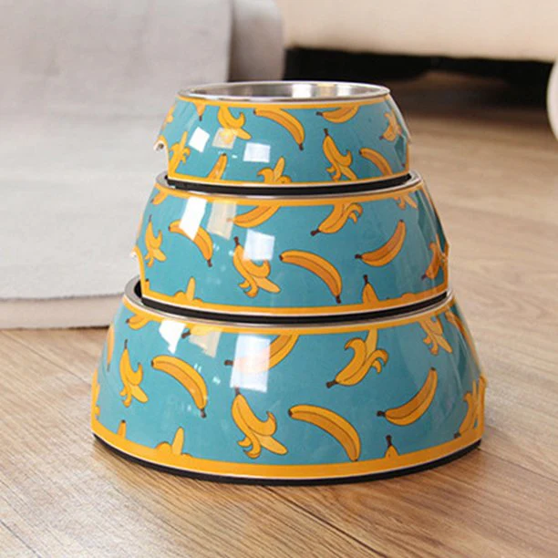 dog bowl cat food bowl stainless steel - blue banana