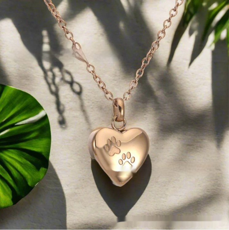 Heart Dog's Paw Pet Pendant Necklace - Image 2