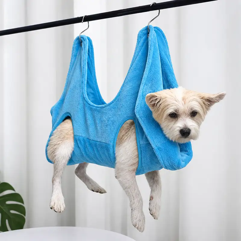 Pet Nails Trimming Pet Grooming Hammock - light blue