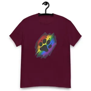 Rainbow paw unisex classic tee maroon - front