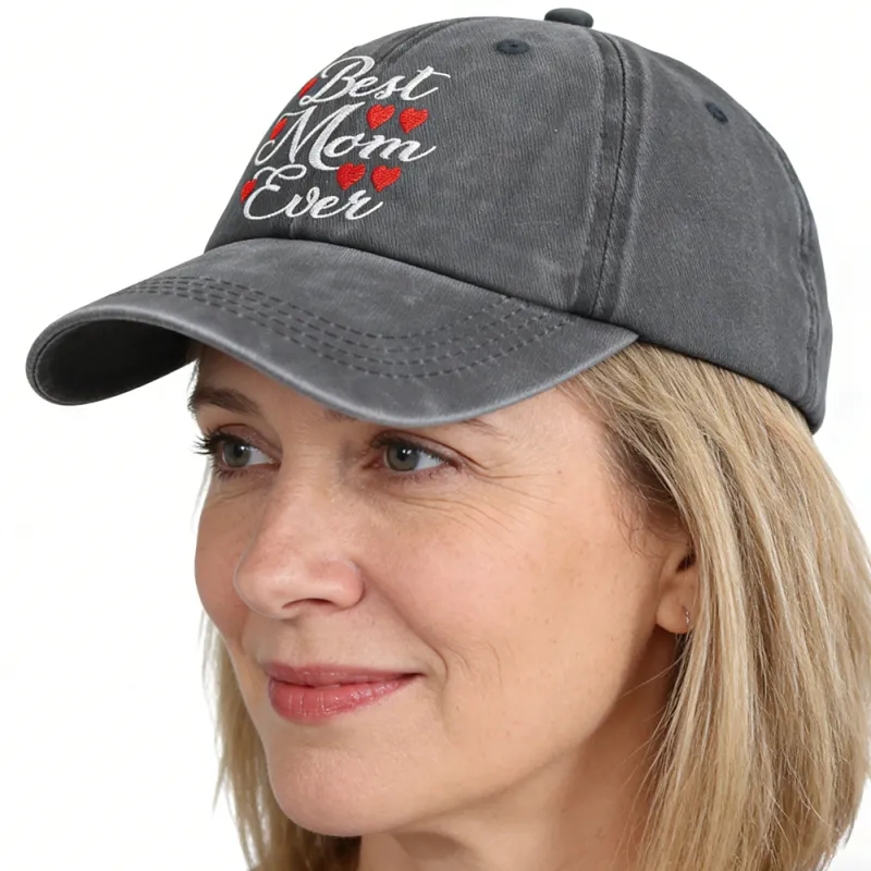 best mom ever hat for women - denim adjustable baseball cap