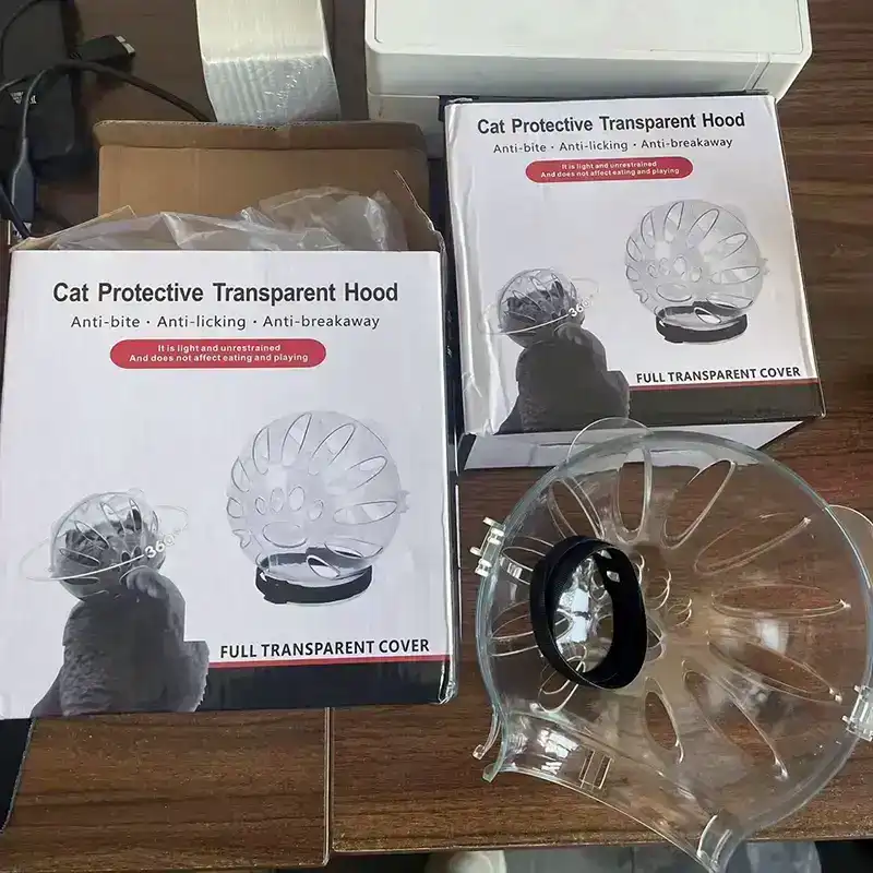 Cat Space Head Cover Muzzle Anti-bite Collar Headgear - unboxing
