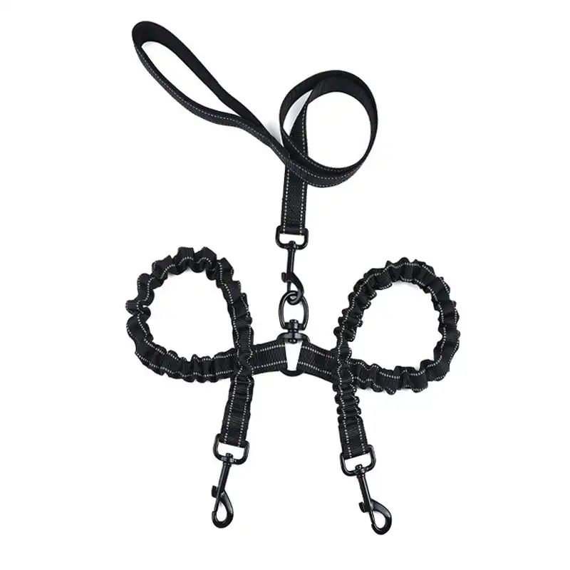 double dog leash - black