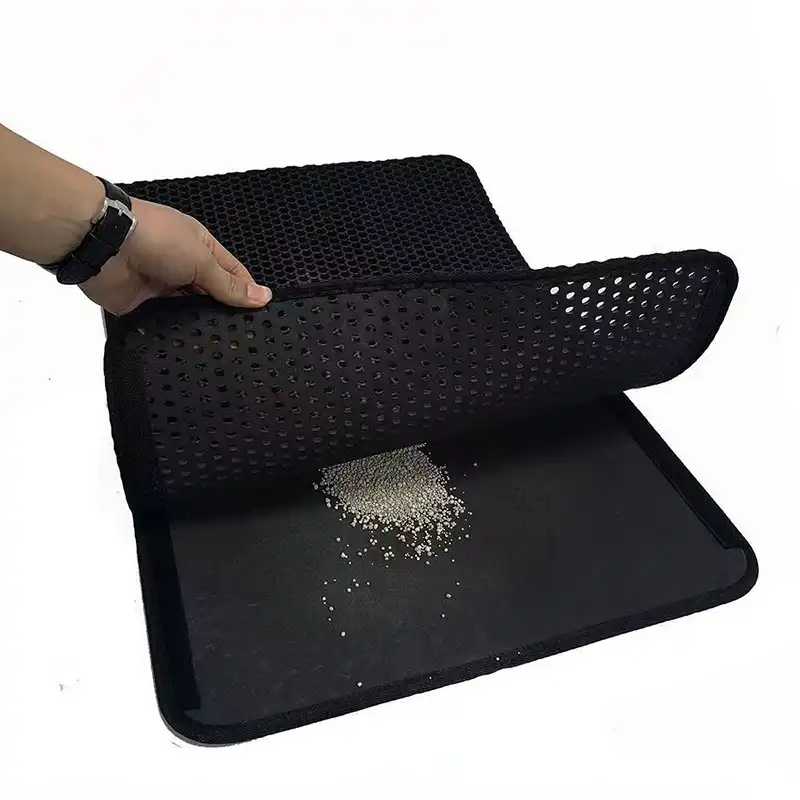 double layer EVA pet cat litter pad sand basin - black