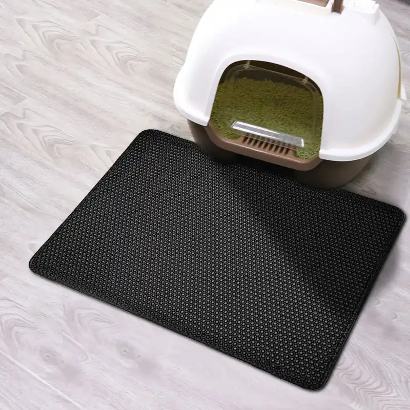 double layer EVA pet cat litter pad sand basin - black