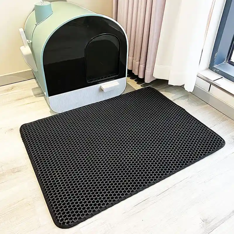 double layer EVA pet cat litter pad sand basin - black