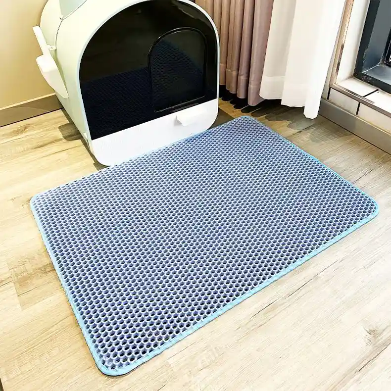 double layer EVA pet cat litter pad sand basin - blue