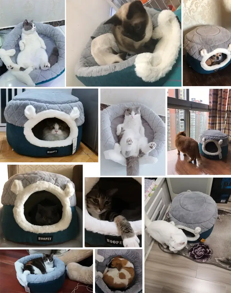 HOOPET Ultra-Soft Plush Cat & Small Dog Bed House