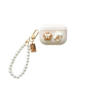 Lovely little bear talk pearl chain silicone protective shell -