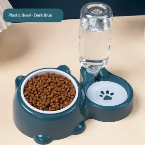 pet 2 in 1 water and food dispenser - dark blue