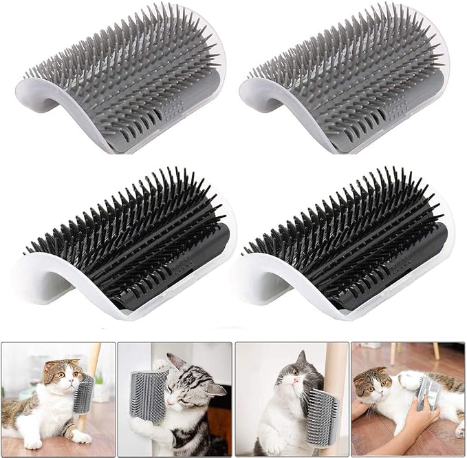 Pet corner rubbing device massager - grey and black
