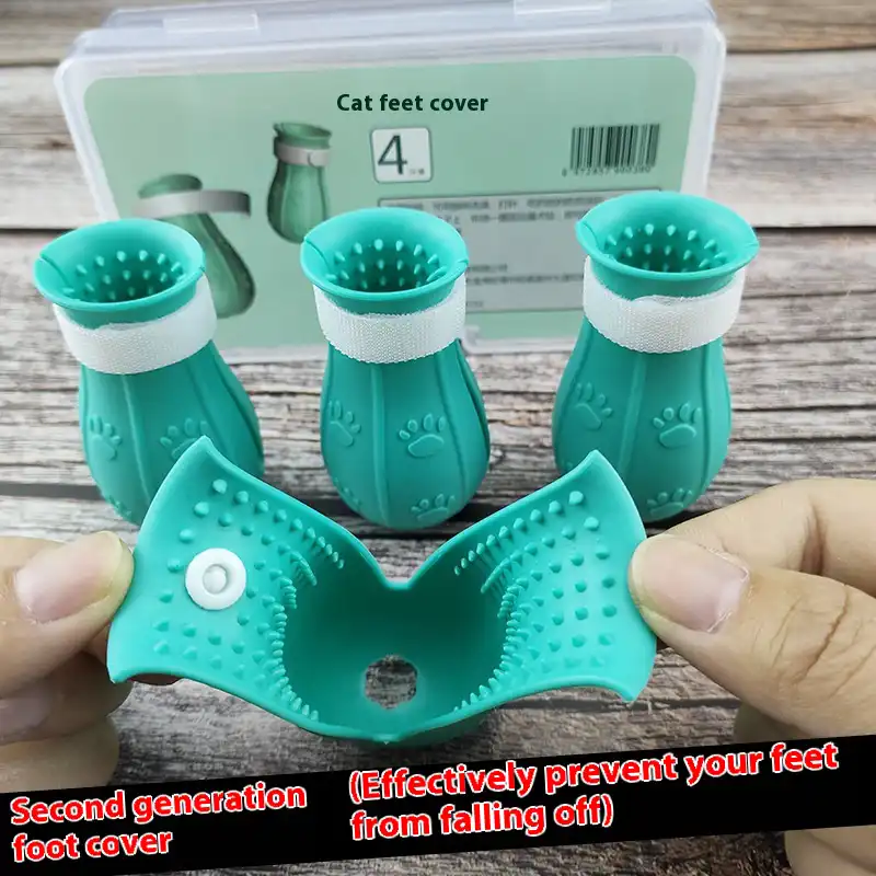 Adjustable Silicone Cat Bath Boots Anti-Scratch Paw Covers - Image 2