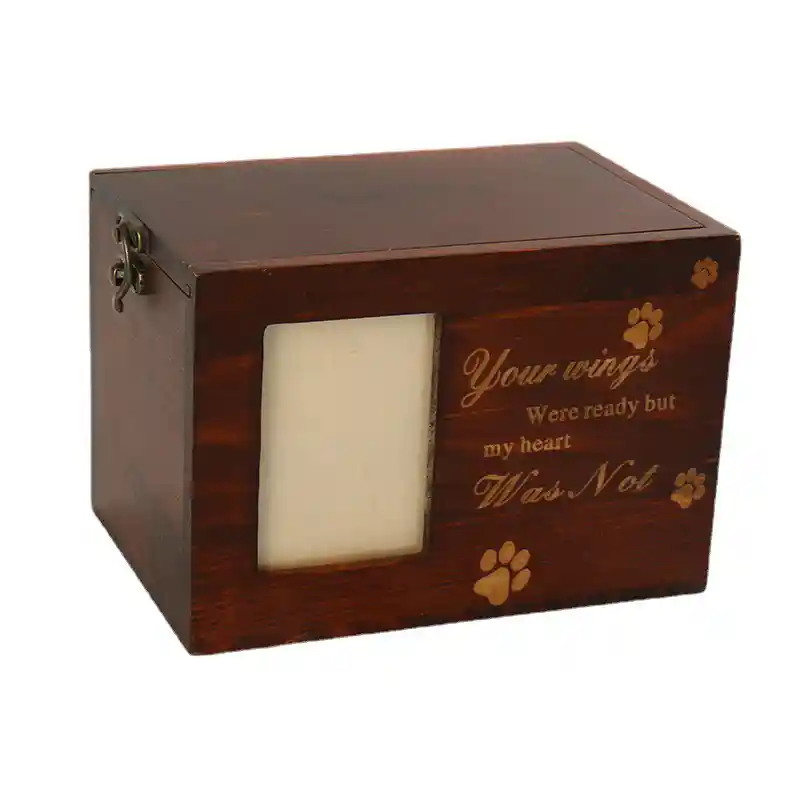 Solid wood pet memorial urn with photo frame for dogs and cats