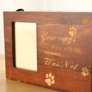 Solid wood pet memorial urn with photo frame for dogs and cats