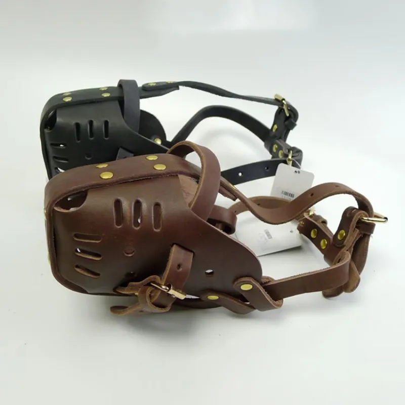 black cowhide dog muzzle