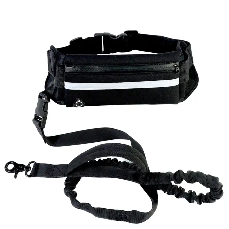 Adjustable Bungee Running Belt for Large Dogs - black