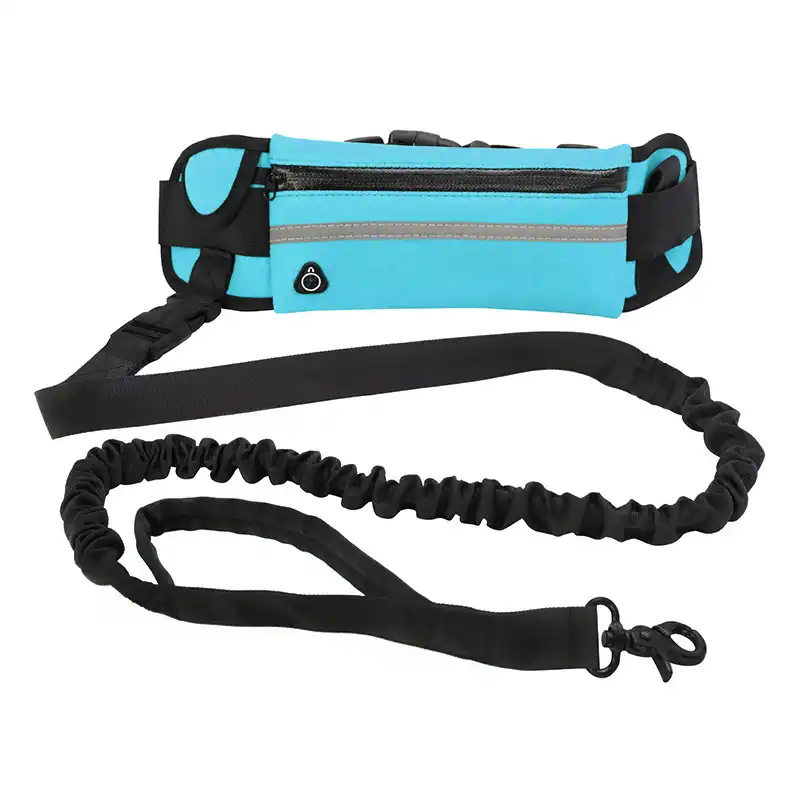 Adjustable Bungee Running Belt for Large Dogs - light blue