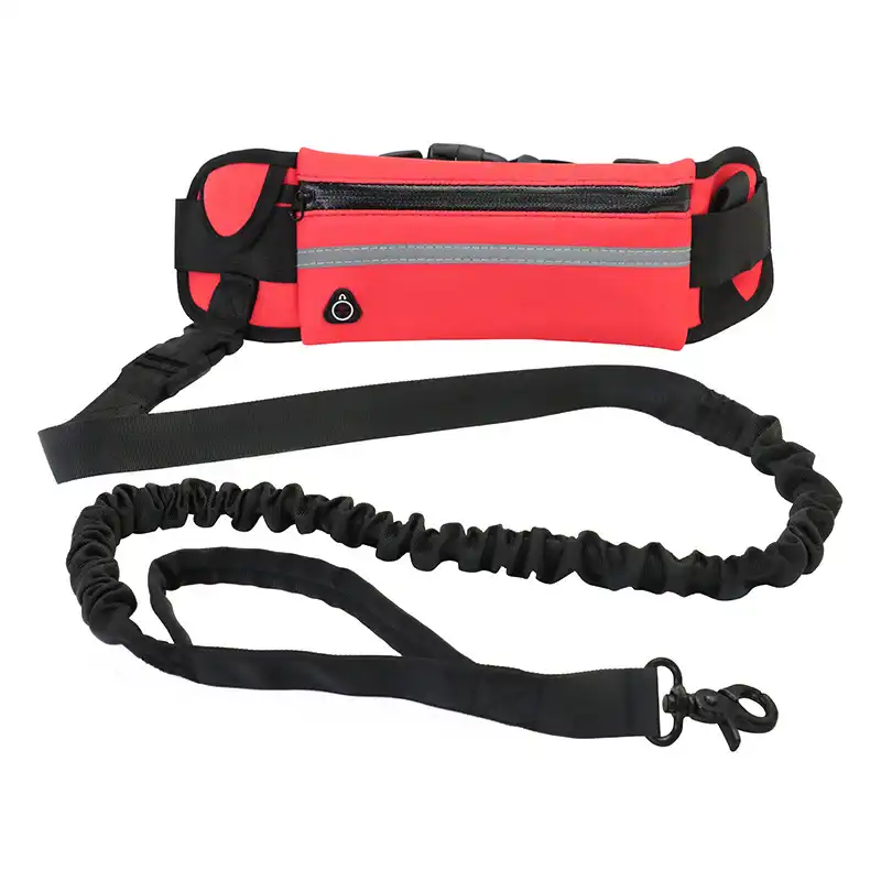 Adjustable Bungee Running Belt for Large Dogs - rose red